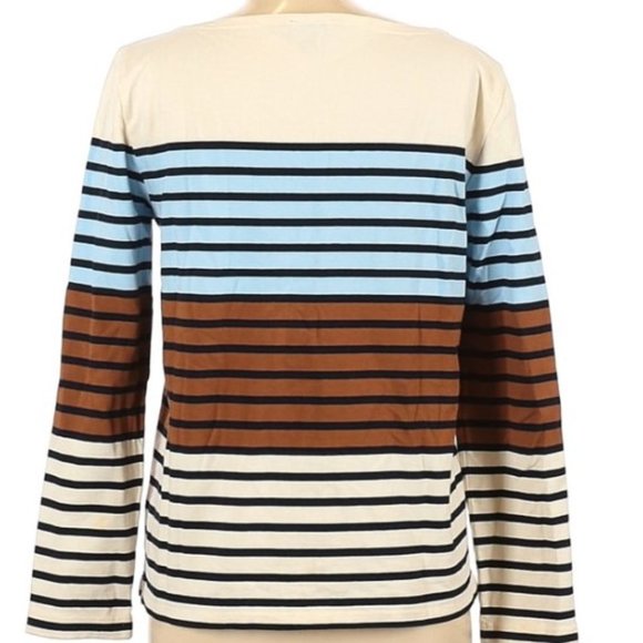 J. Crew Striped Long-Sleeve Cotton Tee - Size M - EUC - Picture 2 of 5
